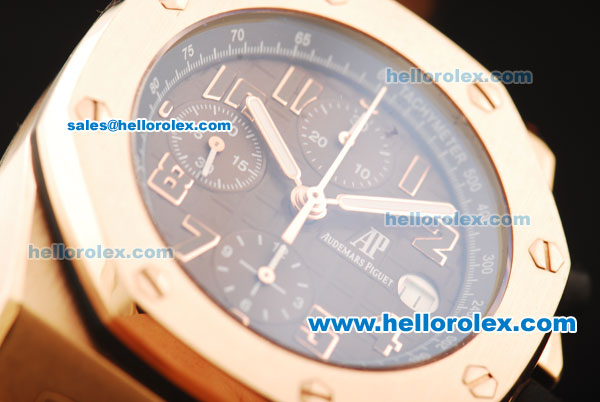 Audemars Piguet Royal Oak Offshore Chronograph Swiss Valjoux 7750 Automatic Movement Rose Gold Case with Brown Dial and Leather Strap - Click Image to Close